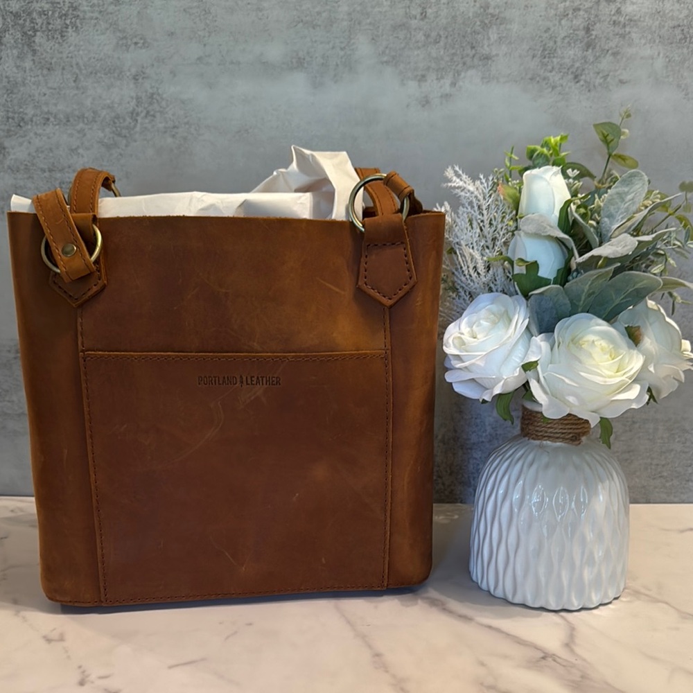 Portland Leather Brown Structured Tote